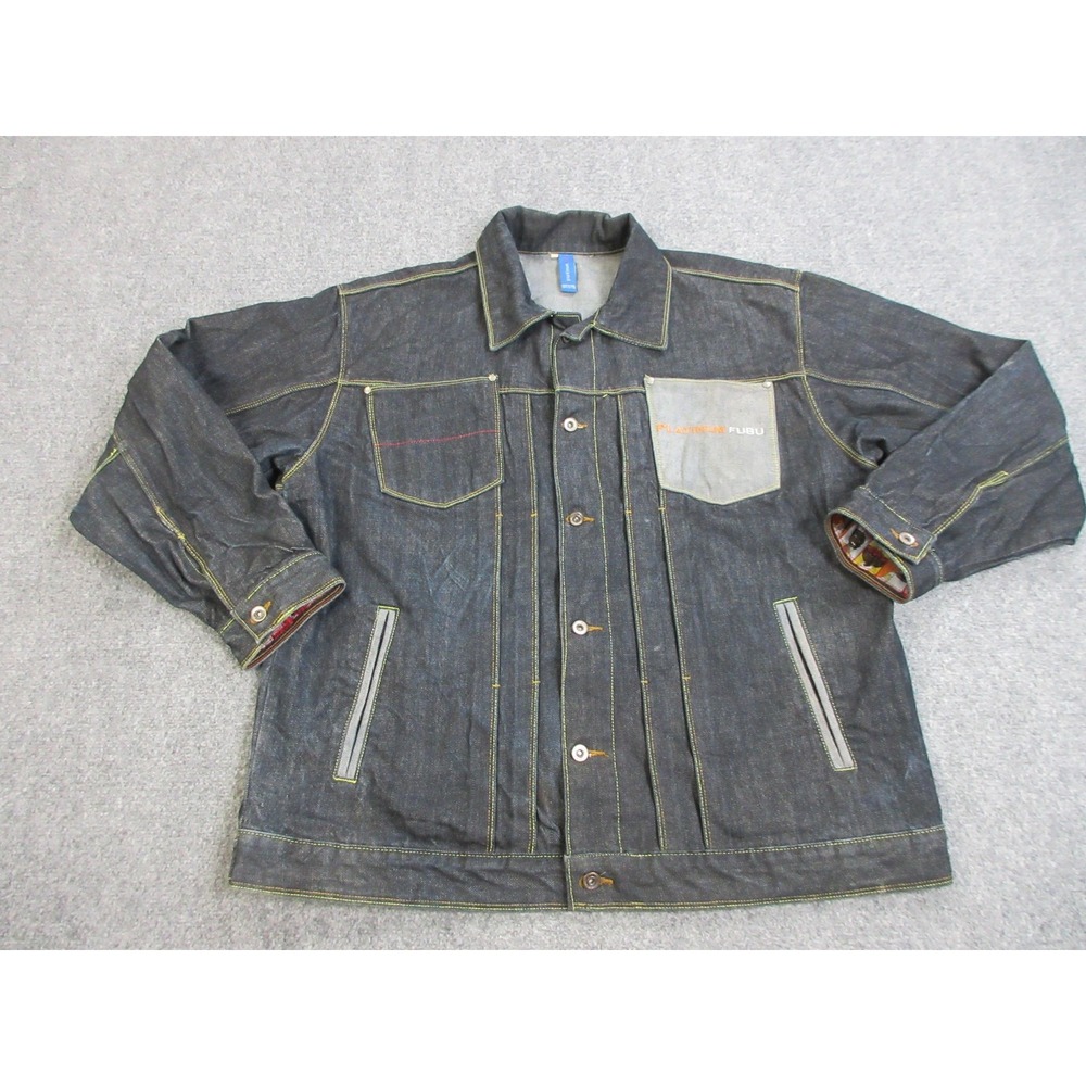 Vintage FUBU Denim Jacket Mens 2XL Platinum Fat Albert Russell‎ Rudy 00s Graphic
